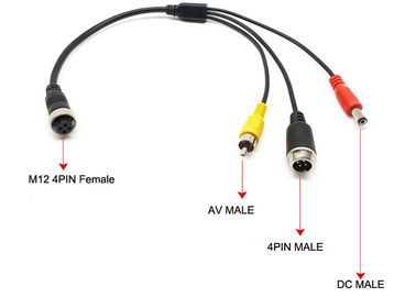 Akcesoria DVR, zewnętrzny adapter mikrofonu 4-pinowa żeńska wtyczka lotnicza do 4-pinowego męskiego + RCA + DC