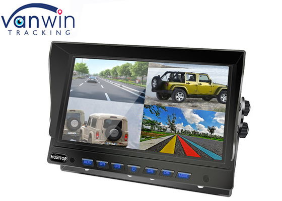 Czarny 7-calowy monitor samochodowy 4-kanałowy ekran HD z wejściem wideo