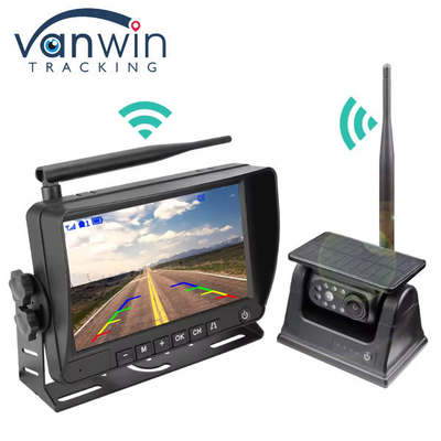 Napędzana energią słoneczną Magnet Rear View Camera 7 cali Monitor IPS Wireless 1080P DVR Kit dla furgonetki przyczepy RV ciężarówka samochód