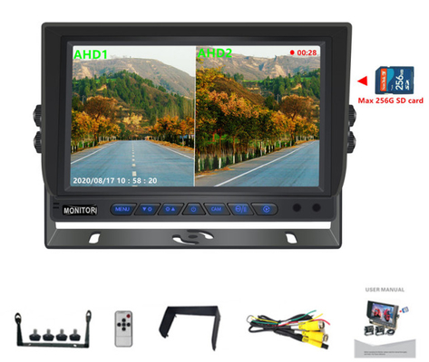 9 cali 1080P Quad Car Monitor Z Funkcją DVR Wsparcie 256G Karty SD Nagrywanie wideo