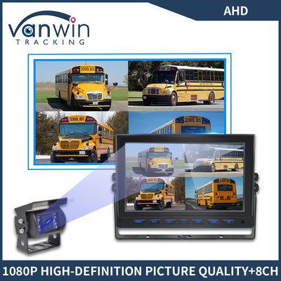 9 cali 8 kanałowy monitor AHD Video 1080P Monitor samochodowy LCD IPS dla przyczepy samochodu ciężarowego