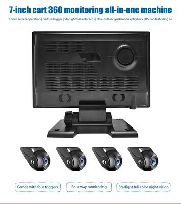 7-calowy kolorowy system kamer cofania do samochodu z dzielonym ekranem, monitorowaniem 360 stopni, rejestratorem DVR, 4-kanałową kamerą do ciężarówek, autobusów, przyczep i kamperów