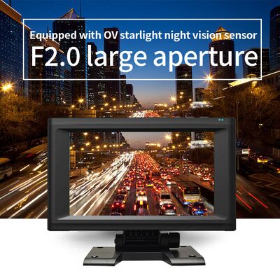 Rejestrator wideo AI MDVR 7-calowy z ekranem dotykowym, wyposażony w czterokanałowy monitoring panoramiczny i system wykrywania martwego pola