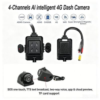 24V 4CH AI Dash Cam Kit Kamera bezpieczeństwa pojazdu DVR z DMS ADAS BSD Kamera boczna dla ciężarówek / autobusów