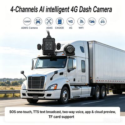 24V 4CH AI Dash Cam Kit Kamera bezpieczeństwa pojazdu DVR z DMS ADAS BSD Kamera boczna dla ciężarówek / autobusów