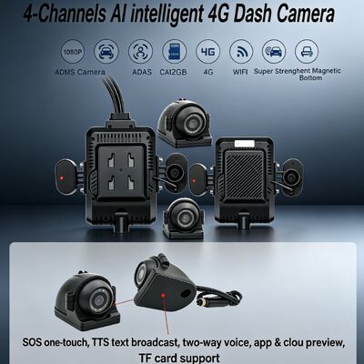24V 4CH AI Dash Cam Kit Kamera bezpieczeństwa pojazdu DVR z DMS ADAS BSD Kamera boczna dla ciężarówek / autobusów