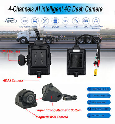4 kanały AI Inteligentny 4G Mobilny cyfrowy rejestrator wideo Dash System kamery GPS Tracking Night Vision Cloud Remote Monitoring