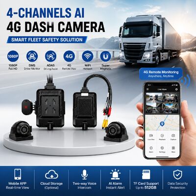 24V 4CH AI Dash Cam Kit Kamera bezpieczeństwa pojazdu DVR z DMS ADAS BSD Kamera boczna dla ciężarówek / autobusów