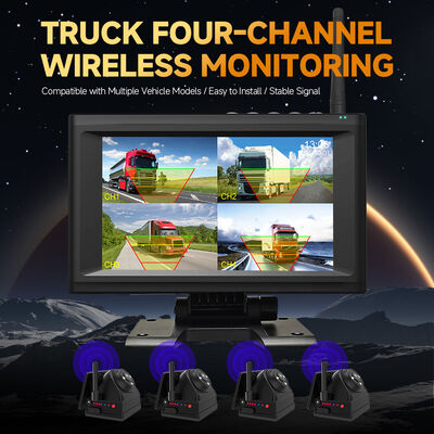 4CH 720P Wireless Dashcam for Trucks, RVs & Buses 7" IPS BSD Alarm, Magnetic Mount, Rechargeable, Plug-and-Play, Rozszerzalny 1-4CH