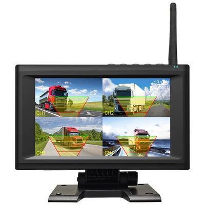 4CH 720P Wireless Dashcam for Trucks, RVs & Buses 7" IPS BSD Alarm, Magnetic Mount, Rechargeable, Plug-and-Play, Rozszerzalny 1-4CH