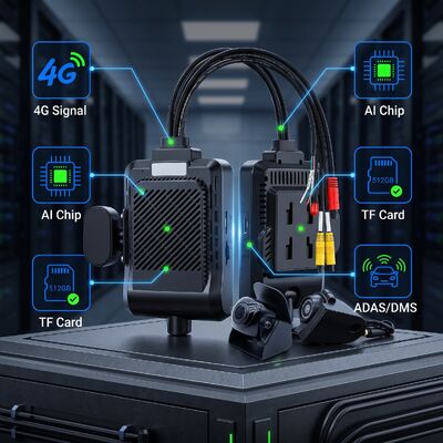 4-kanałowa AI Inteligentna kamera 4G Dash, ADAS + DMS + BSD Active Safety,1080P+720P Nagrywanie dla taksówek