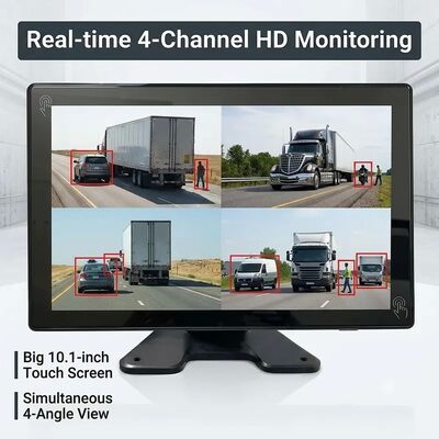 4-kanałowy system monitorowania bezpieczeństwa wózków widłowych z AI BSD, kamera/wyświetlacz 1080P i lampka alarmowa LED / odpowiedni dla ciężkich maszyn