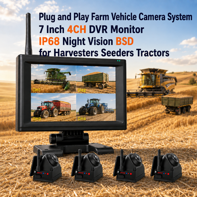4CH 720P Wireless Dashcam for Trucks, RVs & Buses 7" IPS BSD Alarm, Magnetic Mount, Rechargeable, Plug-and-Play, Rozszerzalny 1-4CH