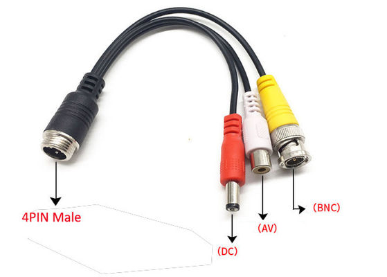 System MDVR 24-centymetrowy kabel do samochodowej kamery wideo 4P M12 na męski BNC