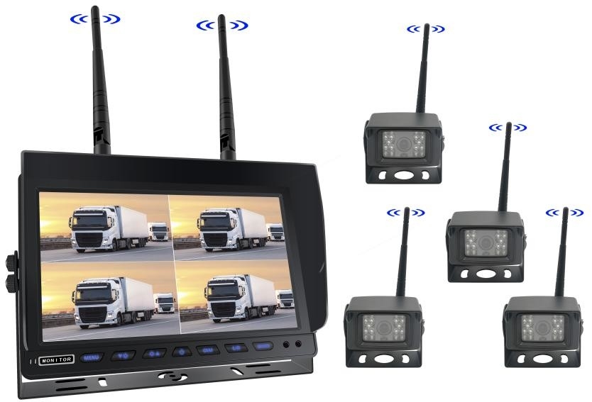 10 cali Quad Split 4ch AHD bezprzewodowy zestaw monitorów samochodowych 1080P