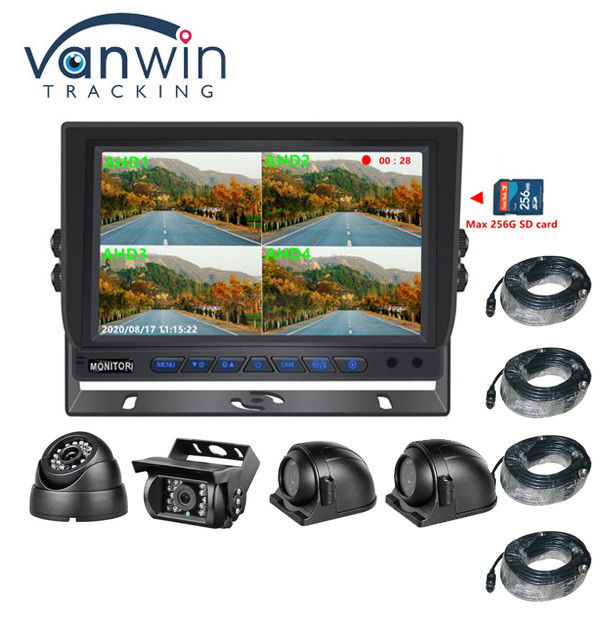 Gorąca sprzedaż 9 cali 1024*600 AHD Quad Display System kamery bezpieczeństwa samochodu ciężarówki z funkcją rejestracji