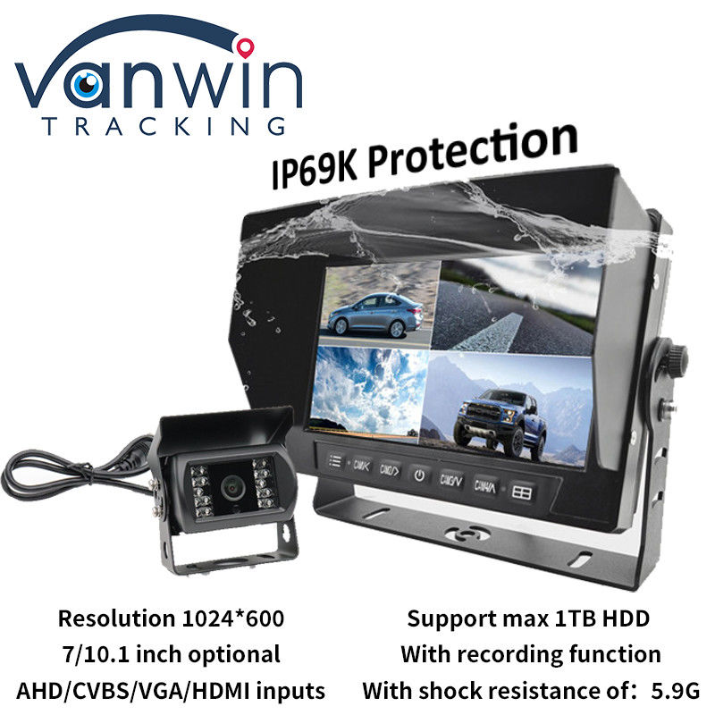 IP69K 7 / 10.1 cali wodoodporne monitora samochodowego AHD Quad TFT dla pojazdów uniwersalnych