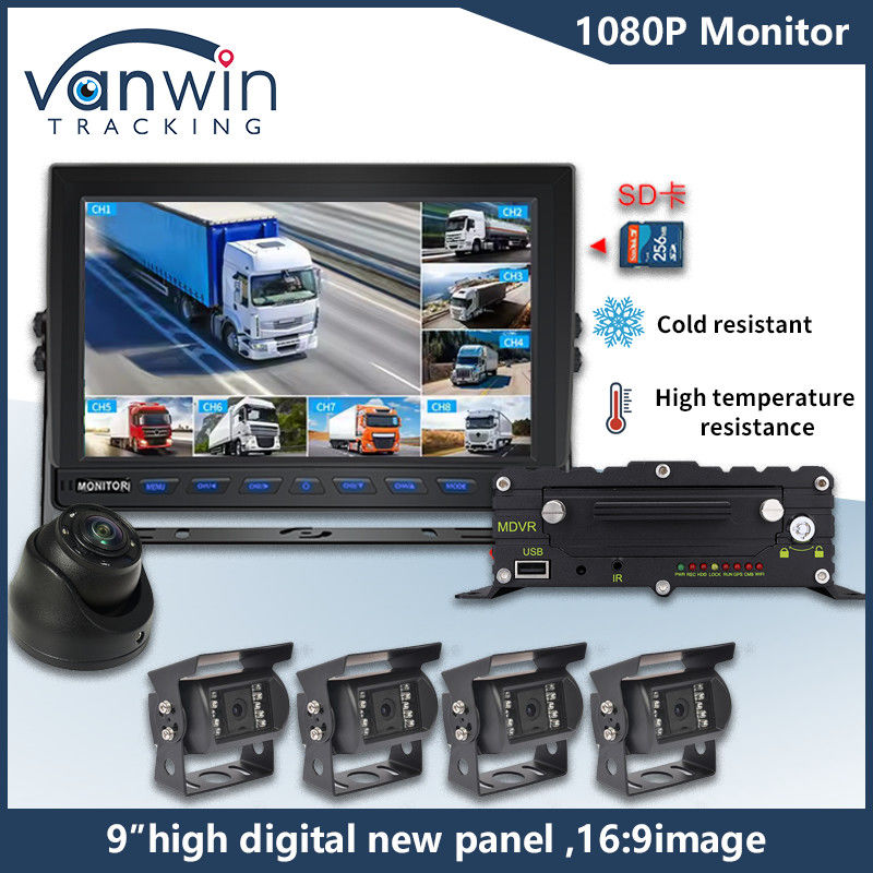 9 cali 8 kanałowy monitor AHD Video 1080P Monitor samochodowy LCD IPS dla przyczepy samochodu ciężarowego