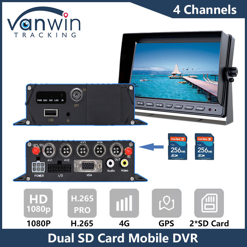 4G GPS Dual SD Card Mobilny DVR 1080P 4CH Kamera CCTV Rejestrator Bezpieczeństwa Mobilny DVR śledzenia