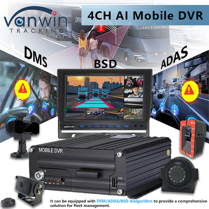 4CH 5G CMSV6 System AI Mobile DVR z GPS ADAS BSD DMS H.265 MDVR dla monitorów CCTV samochodowych