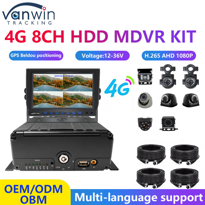 H.265 8CH HDD 1080P Mobilny system DVR z 4G MDVR Kit Funkcja GPS WIFI dla zarządzania flotą