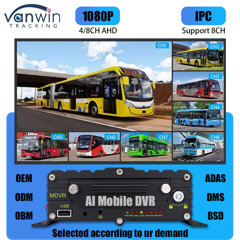 8CH AI ADAS DMS BSD Mobilny DVR HDD MDVR 2TB Wsparcie Platformy Śledzenia Pojazdu Pojazd DVR