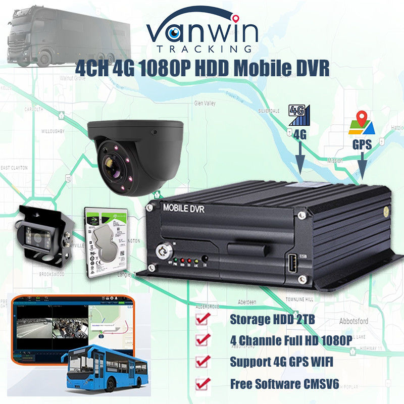 H.265 4CH 1080P HDD Mobilny DVR Pojazd CCTV Kit Rejestrator wideo System kamer MDVR