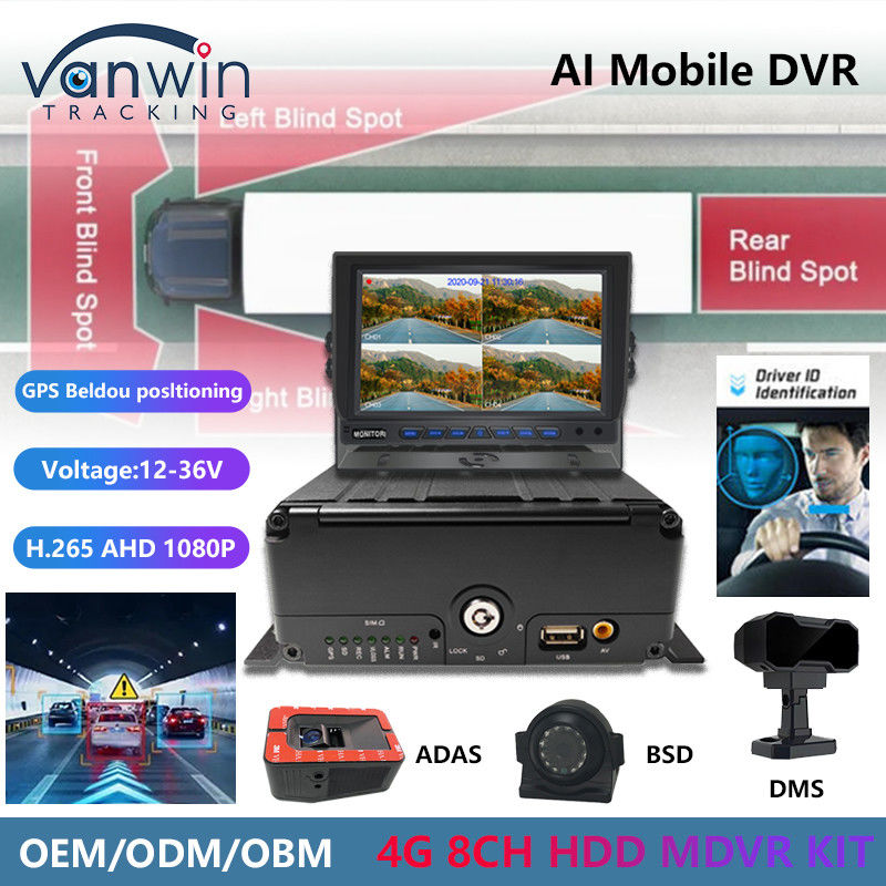 8CH AI Mobilny DVR Z ADAS DMS BSD 4G I GPS pojazd czarny pudełko dla bezpieczeństwa pojazdu