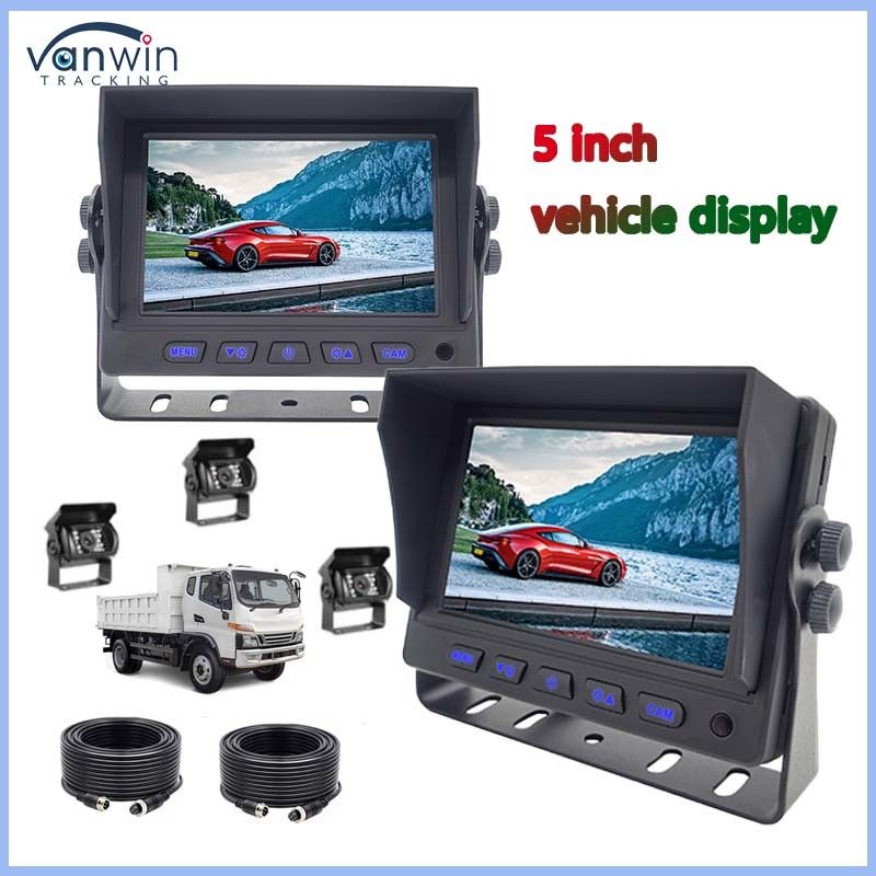 5-calowy ekran LCD TFT Monitor samochodowy Metalowy łącznik + 4PIN CCD Kolorowa kamera z tyłu 12-24v