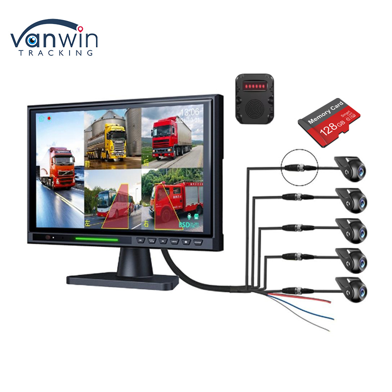 10,1-calowy monitor cofania z ekranem dotykowym IPS 5CH Split DVR, zestaw kamery cofania AHD 1080P BSD dla ciężarówki, autobusu, kampera